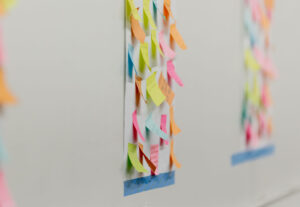 wall full of raindropper postit notes